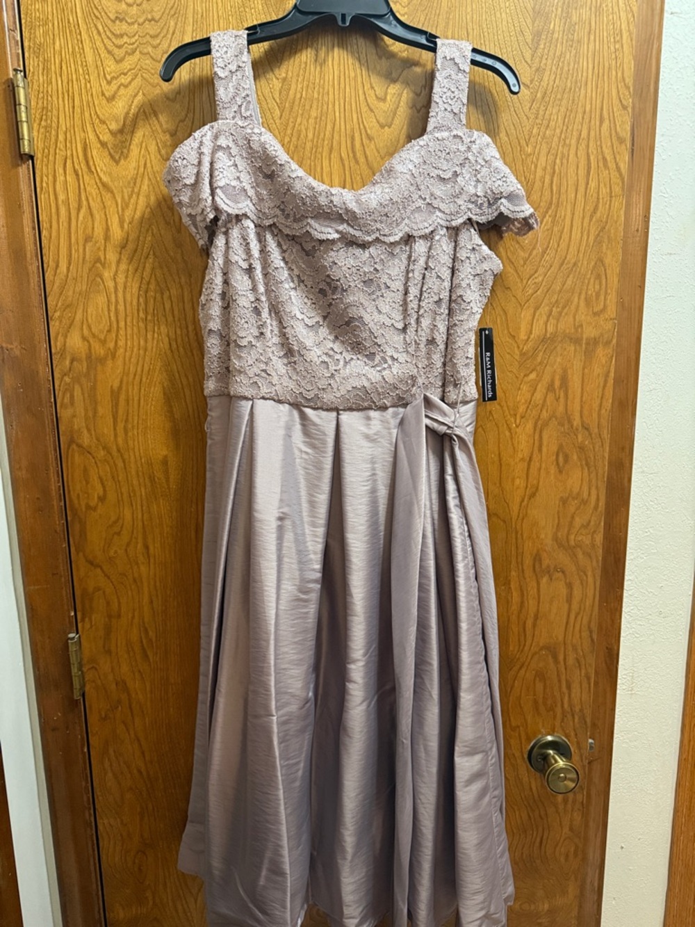 R&M Richards Mauve Lace Bodice Formal Dress